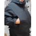 Куртка утепленная черная софтшелл с капюшоном